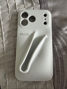 RHODE Soft-Touch White Silicone iPhone 17 pro max Case with lip gloss holder